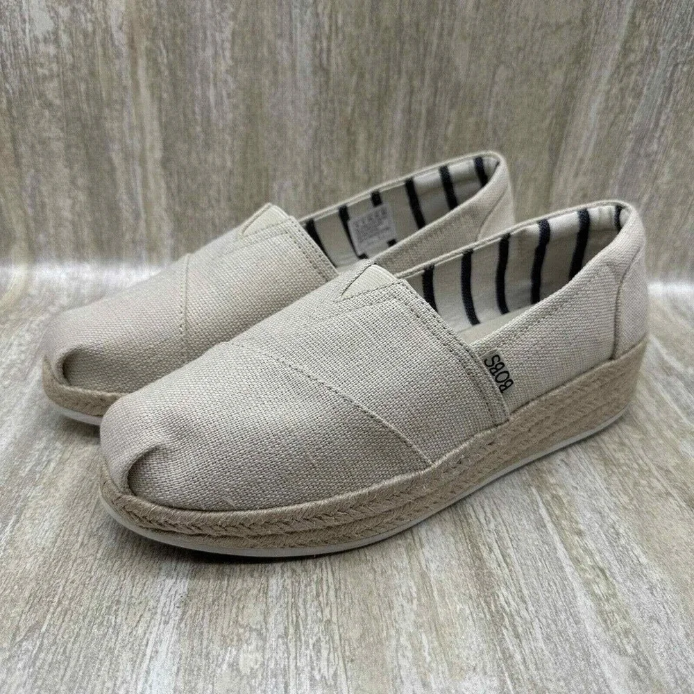 Bobs Laganlook Taupe Brown Espadrille Wedges Slip On Shoes Granola Girl Sz9 NICE